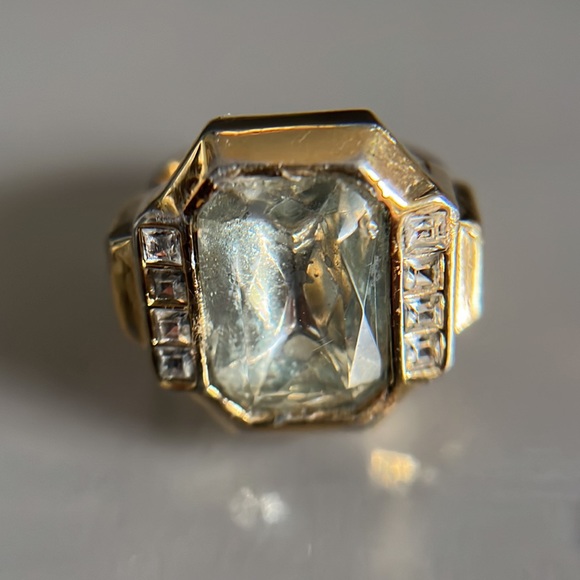 Dior Accessories Vintage Christian Dior Emerald Cut Crystal Ring